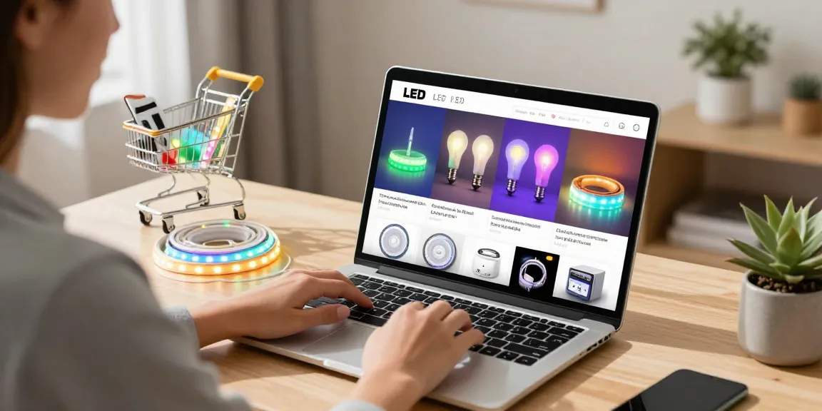 A person browsing an e-commerce platform for banda led products, showcasing best deals and options in online shopping.